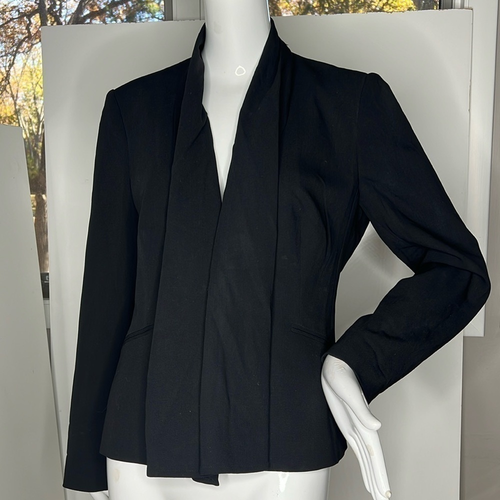 Piazza Sempione Sz 46 Virgin Wool Crepe Cashmere Hidden Closure Blazer Jacket